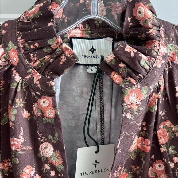 TUCKERNUCK Floral Brown Dress NWT L - Picture 2 of 3